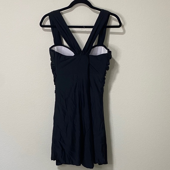 Women’s Black Bathing Suit Swimsuit Swim Dress Skirt One Piece - Picture 2 of 10